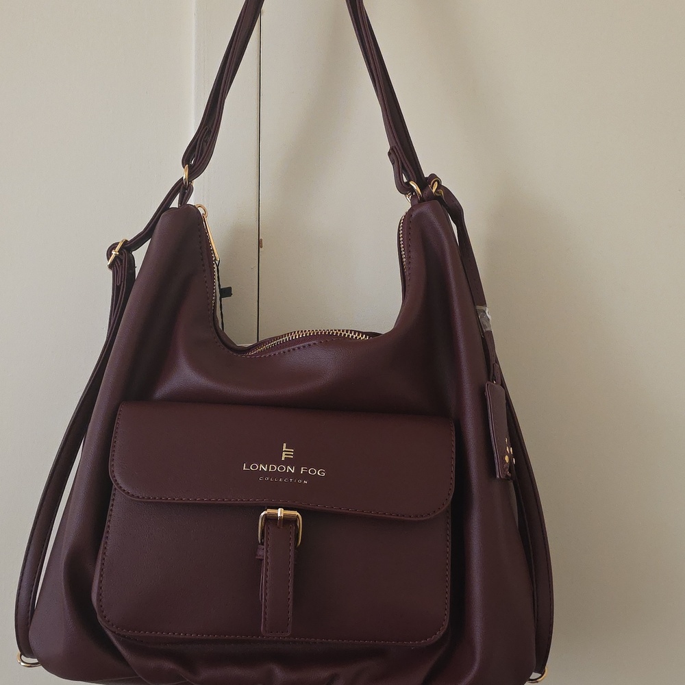 London Fog Deep Burgundy Shoulder Bag - Picture 3 of 9